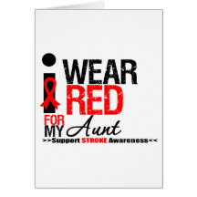 Stroke Awareness I Wear Red Ribbon For My Aunt Greeting Cards
