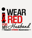 Stroke Awareness I Wear Red Ribbon For My Husband Tees