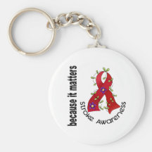 Stroke Flower Ribbon 3 Key Chain
