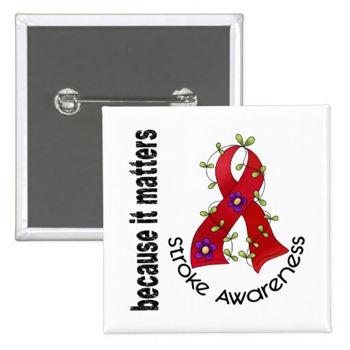 Stroke Flower Ribbon 3 Pinback Button