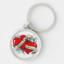 Stroke Hope Faith Dual Hearts Key Chains