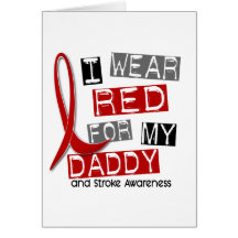 Stroke I WEAR RED FOR MY DADDY 37 Greeting Card