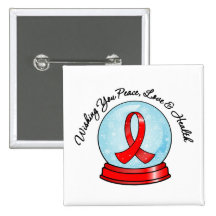 Stroke Ribbon Merry Christmas Snowglobe Pinback Button