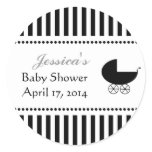 Stroller Silhouette Round Sticker - Grey