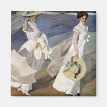 Strolling along the Seashore, 1909 Fridge Magnets
