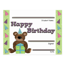 Student Birthday Recognition Award Post Card