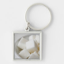 Studio shot of sugar cubes in bowl keychain