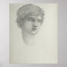 Study for the Head of Perseus (pencil on paper) Poster