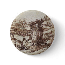 Study of a Tuscan landscape. Pinback Button