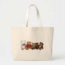 Stuffed Animals, Teddy Bears, Oil Pastel Art Bag