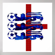 Stunning England soccer ball 3 lions gear Print