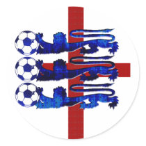 Stunning England soccer ball 3 lions gear Round Stickers