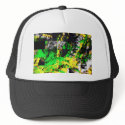 Stunning Green Yellow Abstract Fine Artwork hats