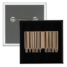 Stunt Crew Barcode Pinback Buttons