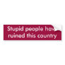 Stupid people have ruined this country bumper sticker