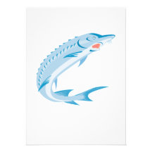 Sturgeon Fish Retro Custom Invitation