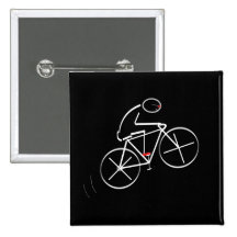 Stylised Bicyclist Design Pinback Buttons