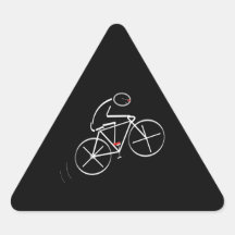 Stylised Bicyclist Design Triangle Stickers