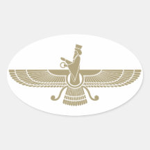 Stylised Faravahar Oval Stickers