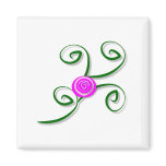 Stylised Rose and Swirls Magnet