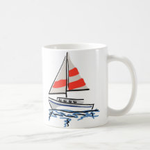 Stylised Tropical Sailboat Mugs