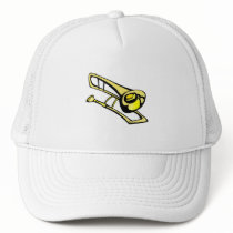 stylised yellow trombone graphic image
