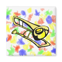 stylised yellow trombone graphic image