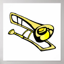 stylised yellow trombone graphic image