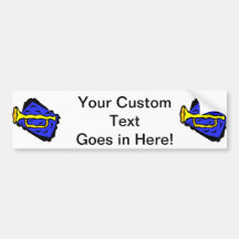 Stylised Yellow Trumpet Grapic Blue Background Bumper Stickers