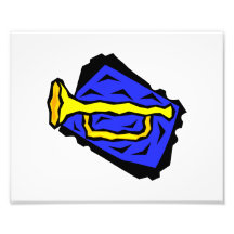Stylised Yellow Trumpet Grapic Blue Background Photo