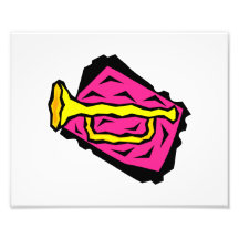 Stylised Yellow Trumpet Grapic Pink Background Photo Print