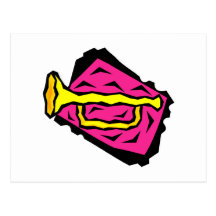 Stylised Yellow Trumpet Grapic Pink Background Post Card
