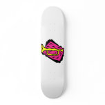 Stylised Yellow Trumpet Grapic Pink Background skateboards