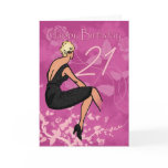 Stylish 21st Birthday Card - Modern Female In Blac