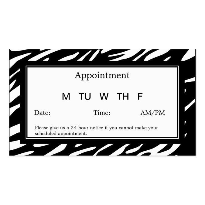 Stylish Appointment Zebra Stripes Business Cards