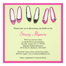 Stylish Ballet Flat Shoes Bridal Shower Invitation