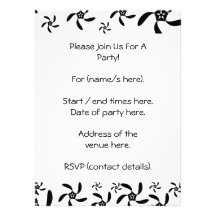 Stylish Black and White Flowers Pattern. Custom Invitation