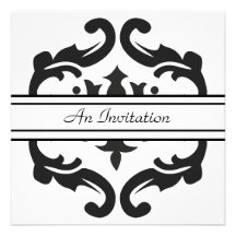 Stylish Black & White Damask Custom Invitations