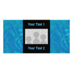Stylish Blue Abstract Pattern. Fractal Art. Photo Card Template