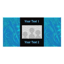 Stylish Blue Abstract Pattern. Fractal Art. Photo Card Template