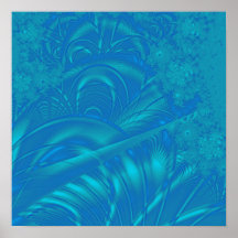 Stylish Blue Abstract Pattern. Fractal Art. Poster