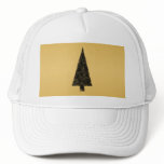 Stylish Christmas Tree. Black and Gold. Custom hats