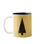 Stylish Christmas Tree. Black and Gold. Custom mugs