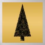 Stylish Christmas Tree. Black and Gold. Custom posters