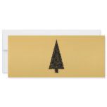Stylish Christmas Tree. Black and Gold. Invitations