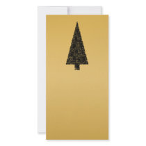 Stylish Christmas Tree. Black and Gold. Photo Cards