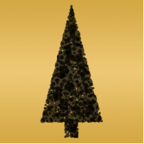 Stylish Christmas Tree. Black and Gold. Photo Cutout