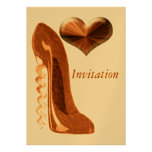 Stylish Corkscrew Stiletto Shoe and Heart  Invitat invitations