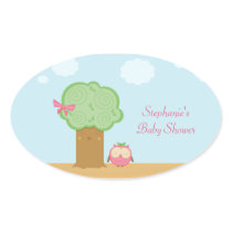 Stylish cute kawaii tree owl baby shower stickers
