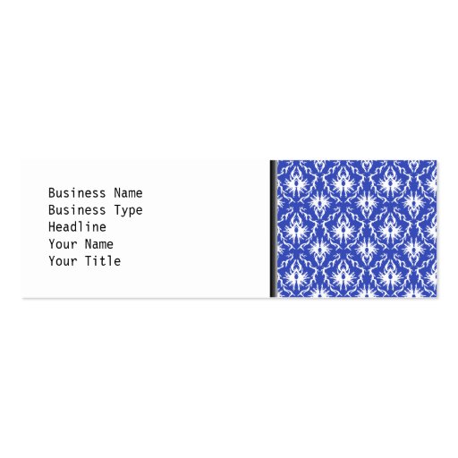Stylish damask pattern. Blue and white. Business Card Templates